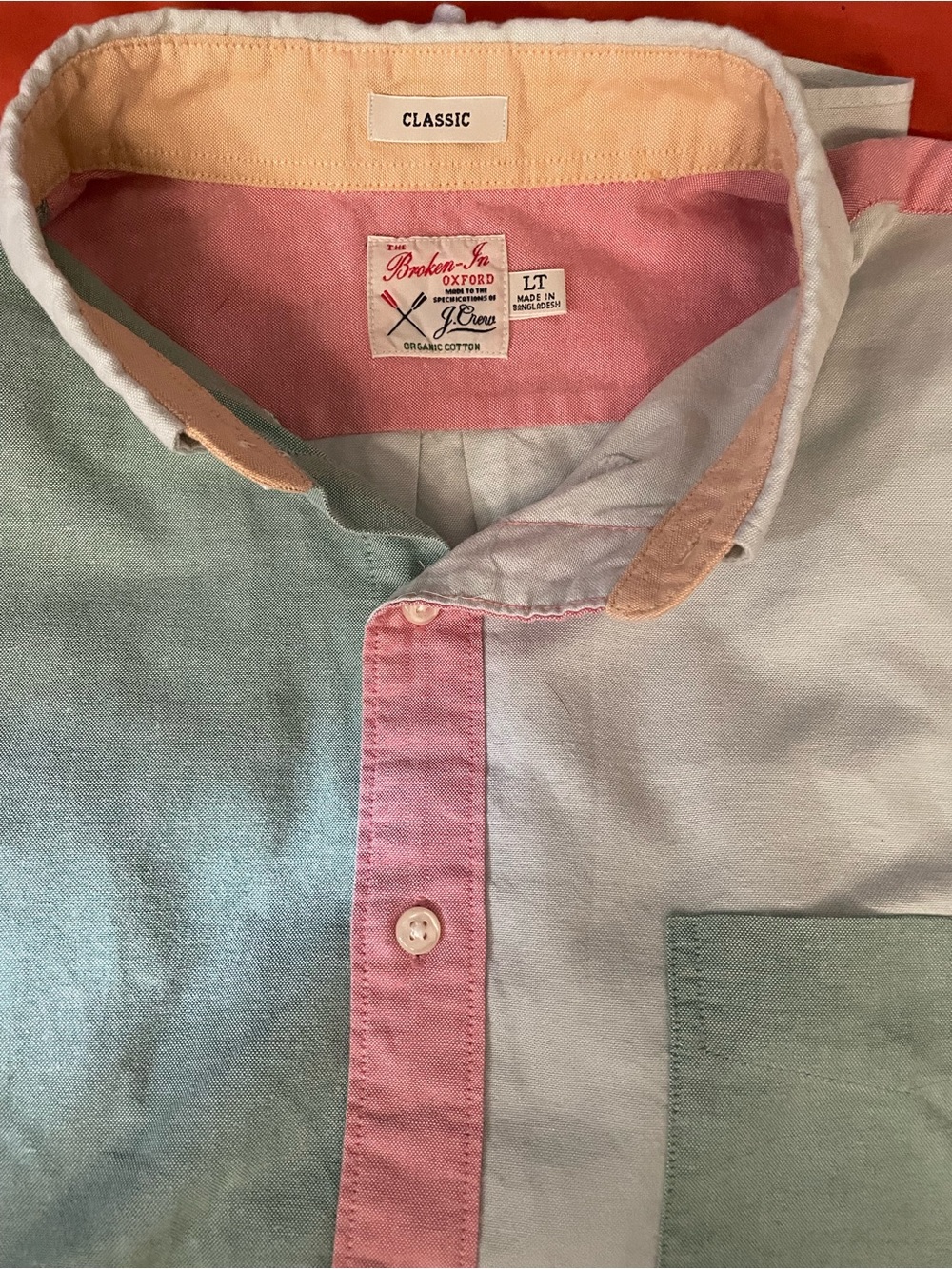 J. Crew Pastel Multi-Color Button-Down Shirt - Pink, Green, Peach